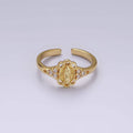 14K Gold Filled Triple CZ Mother Mary Lady Guadalupe Rounded