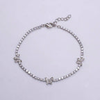 7" Gold Filled Clear CZ Butterfly Tennis Chain Bracelet