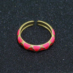 Dainty Gold Stackable Enamel Ring Bohemian Colorful Rainbow Band Open Adjustable S-120 ~ S-129