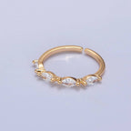 Elegant Clear Ellipse CZ Crystal Minimalist Gold Ring O2150