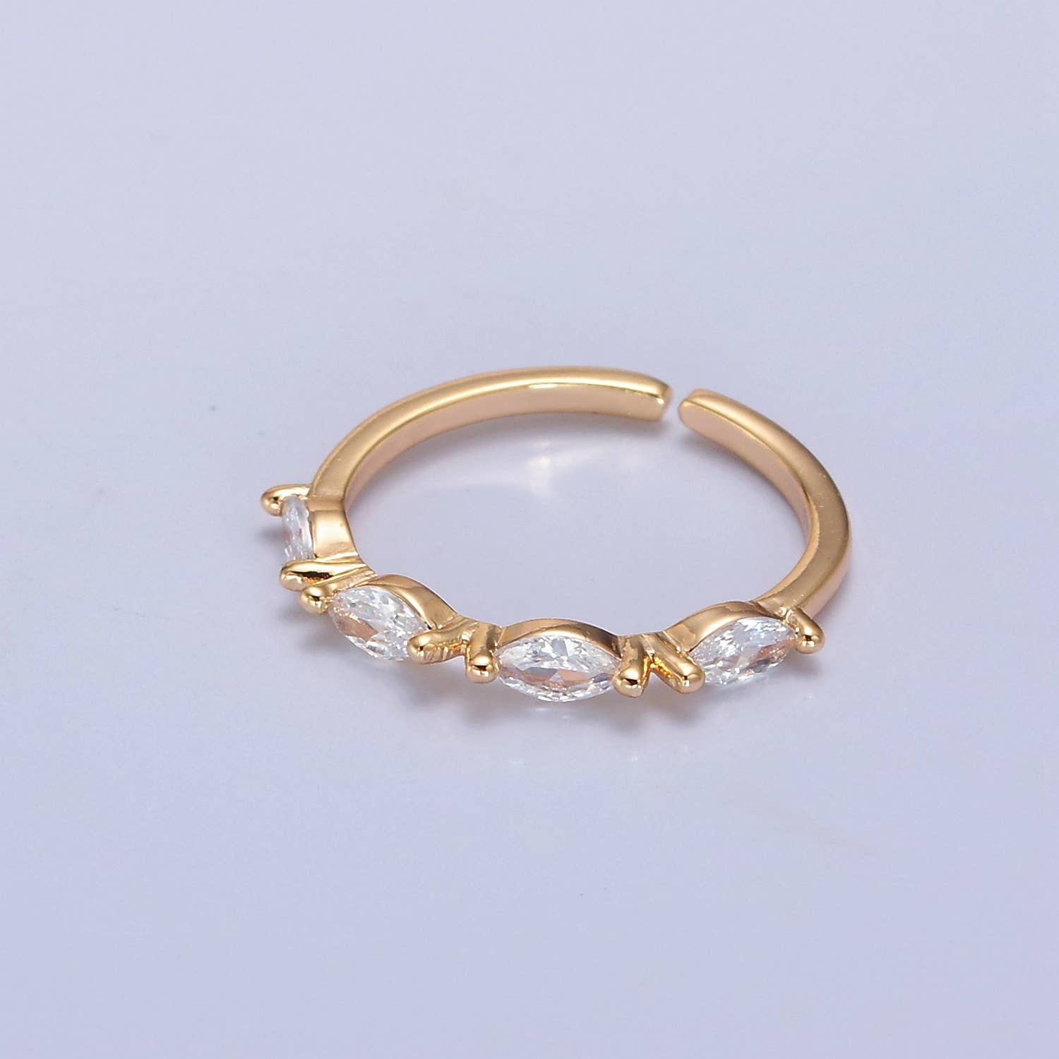 Elegant Clear Ellipse CZ Crystal Minimalist Gold Ring O2150