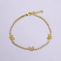7" Gold Filled Clear CZ Butterfly Tennis Chain Bracelet