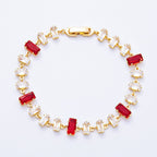 18K Gold Filled 9mm Multicolor Baguette CZ Tennis Chain 7 Inch Bracelet | WA-04218 ~ WA-04220