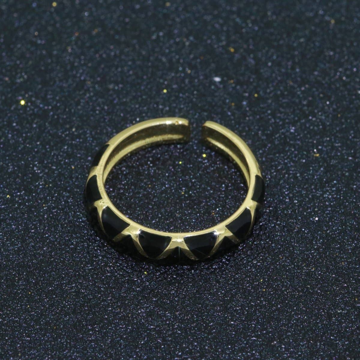 Dainty Gold Stackable Enamel Ring Bohemian Colorful Rainbow Band Open Adjustable S-120 ~ S-129