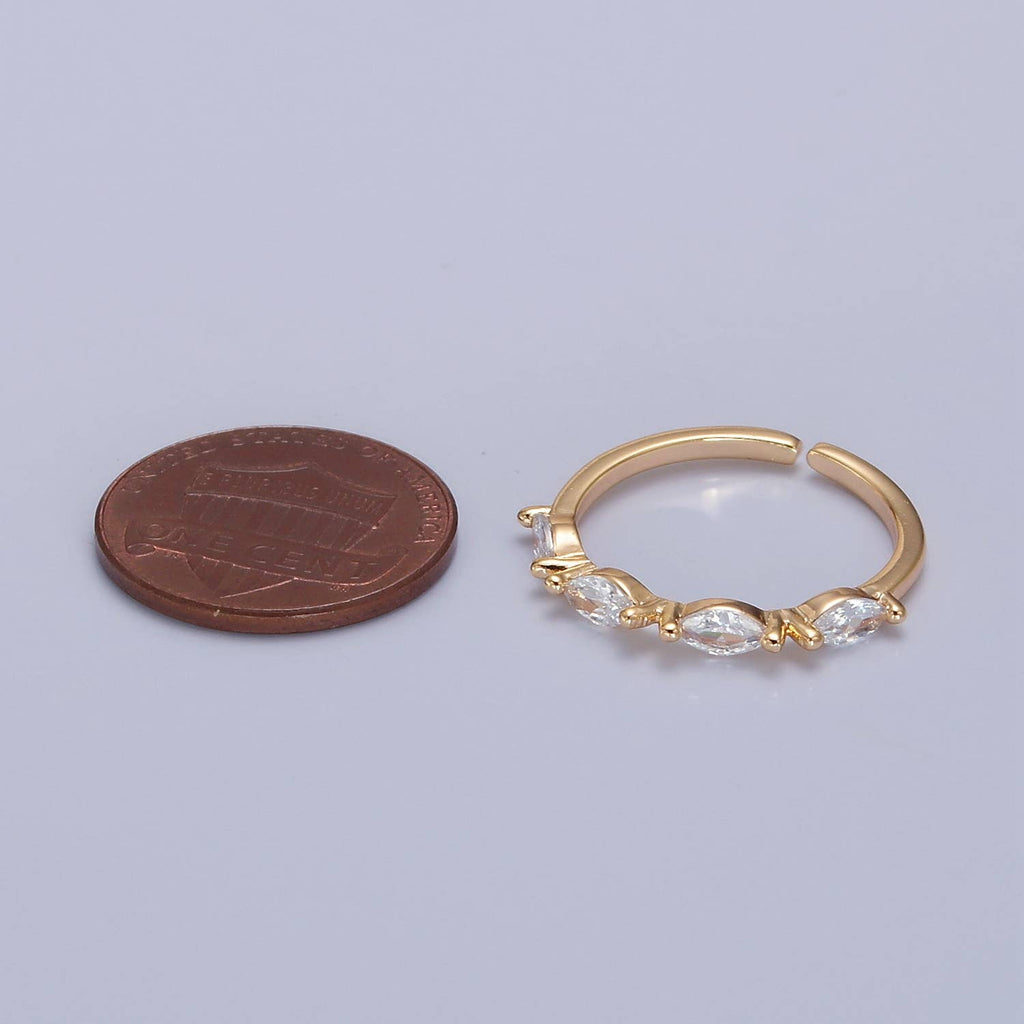 Elegant Clear Ellipse CZ Crystal Minimalist Gold Ring O2150