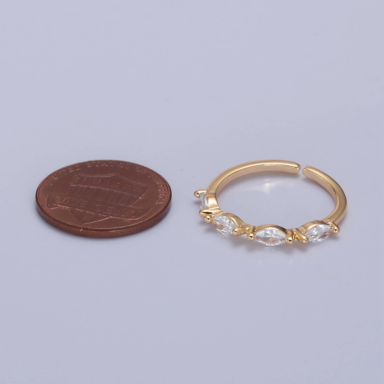 Elegant Clear Ellipse CZ Crystal Minimalist Gold Ring O2150