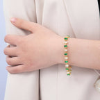 18K Gold Filled 9mm Multicolor Baguette CZ Tennis Chain 7 Inch Bracelet | WA-04218 ~ WA-04220