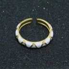 Dainty Gold Stackable Enamel Ring Bohemian Colorful Rainbow Band Open Adjustable S-120 ~ S-129