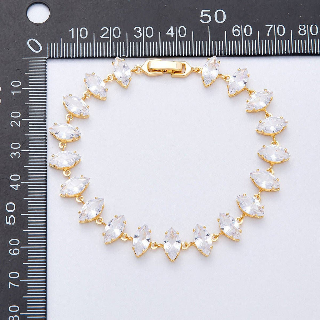 18K Gold Filled 10mm Clear Marquise CZ Tennis Chain 8 Inch Bracelet | WA-04193
