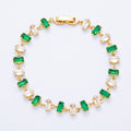 18K Gold Filled 9mm Multicolor Baguette CZ Tennis Chain 7 Inch Bracelet | WA-04218 ~ WA-04220
