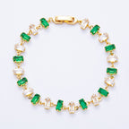 18K Gold Filled 9mm Multicolor Baguette CZ Tennis Chain 7 Inch Bracelet | WA-04218 ~ WA-04220